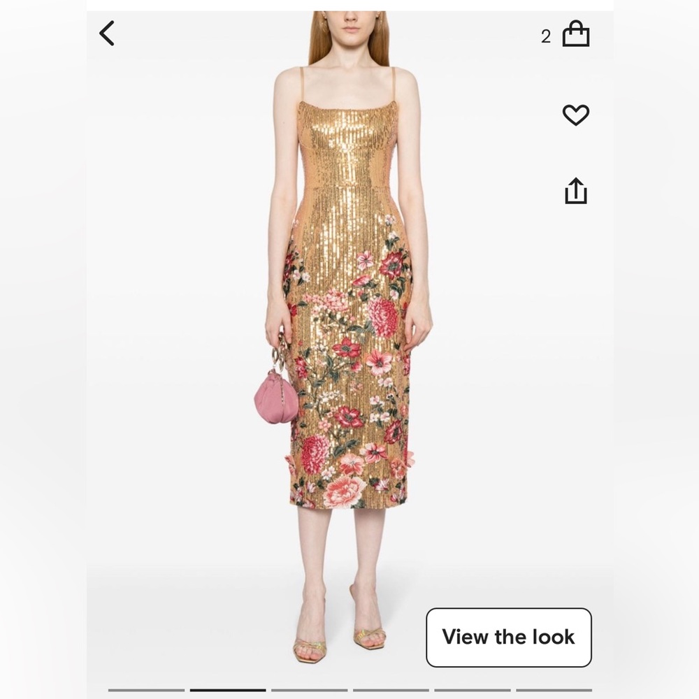 2024 Gold Marchesa Notte embroidered gold sequin dress